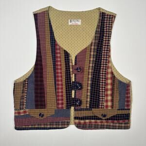 Vintage 1980’s Handmade Patchwork Plaid Quilted Vest